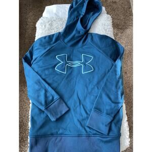 Under Armour Adult Sz. M Loose Sea Blue/ Green Sport Hoodie. Warm ( Soft Inside)